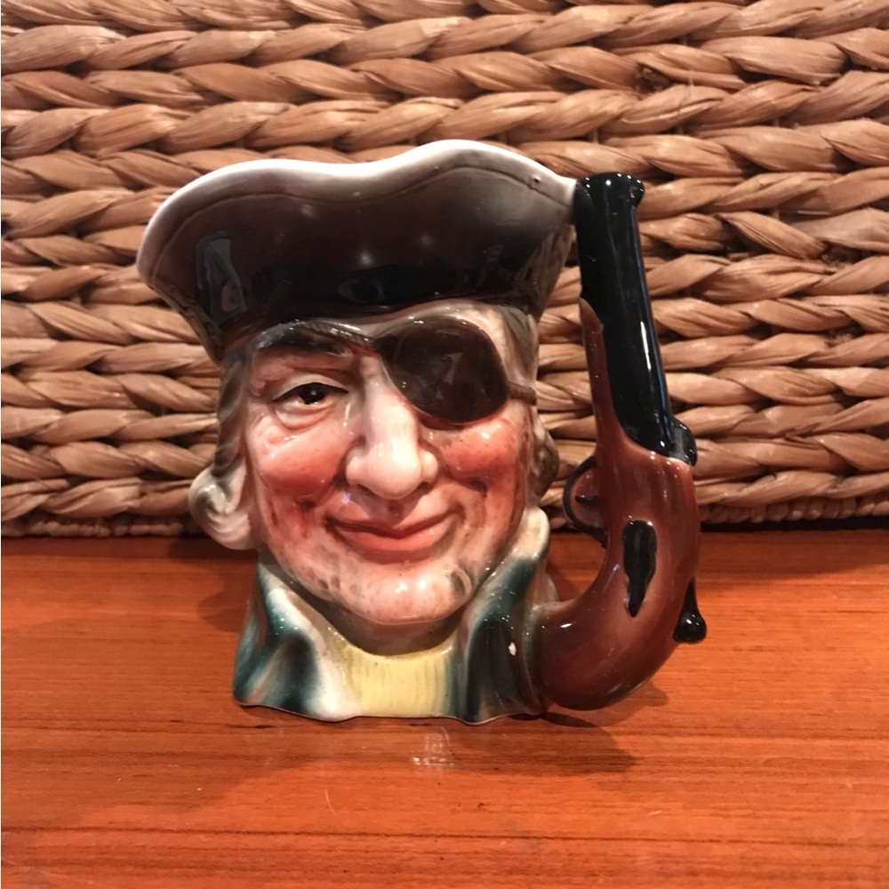 Vintage Toby-Style Pirate Head Ceramic Mug with Gun Handle Detail